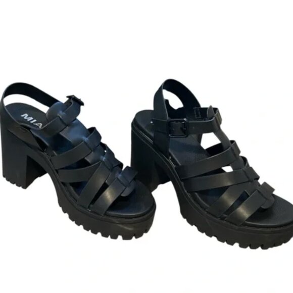 MIA Black strappy Sandals with block heel size 6 - Picture 2 of 11